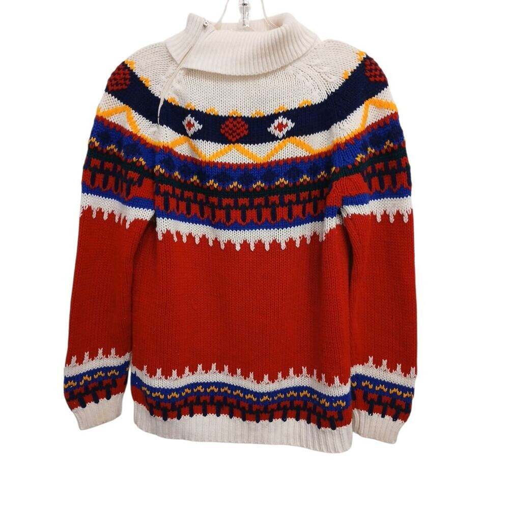 Vintage Handmade Knit Sweater Sz S to M Colorful Fair Isle‎ Nordic Ski Lodge Y2K